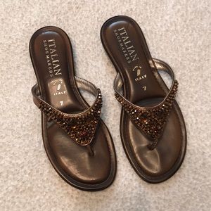 Brown jeweled sandals size 7